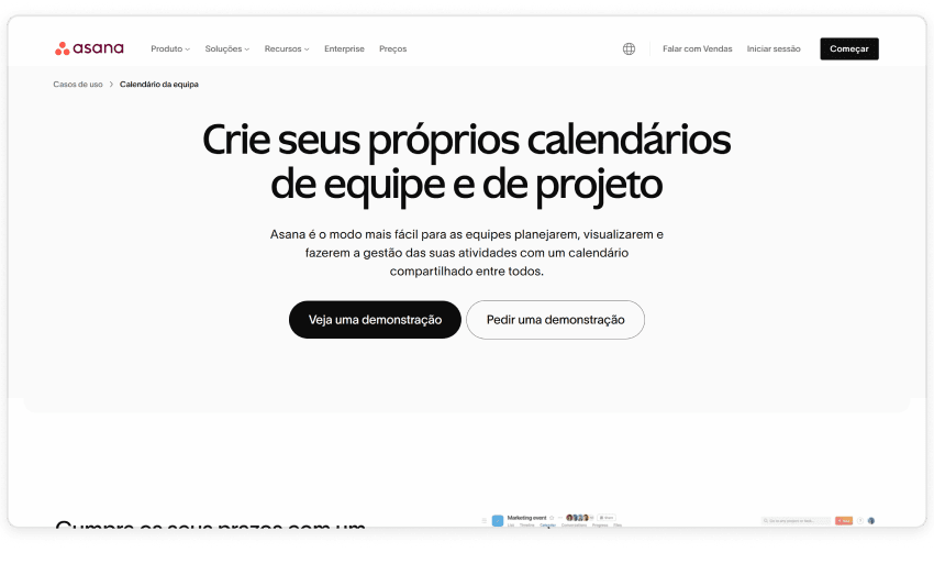 4. Calendário de Equipe Asana