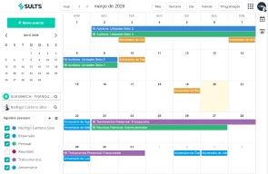 Tela do módulo de Agenda SULTS com calendário de eventos