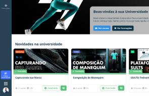 Tela do módulo de Universidade Corporativa SULTS com cursos e trilhas